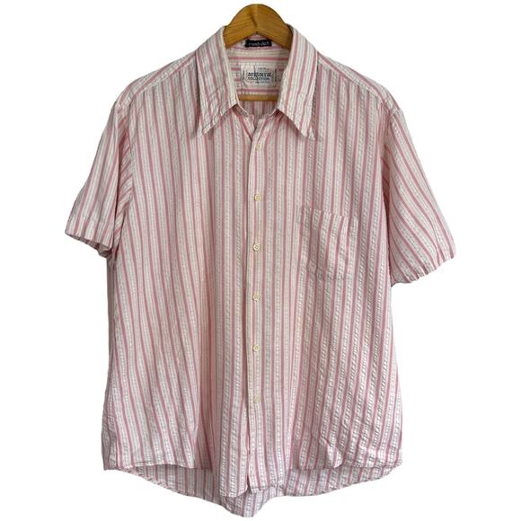 Vintage pink stripe cotton shirt – crunch cloth 80s style - Picture 1 of 6